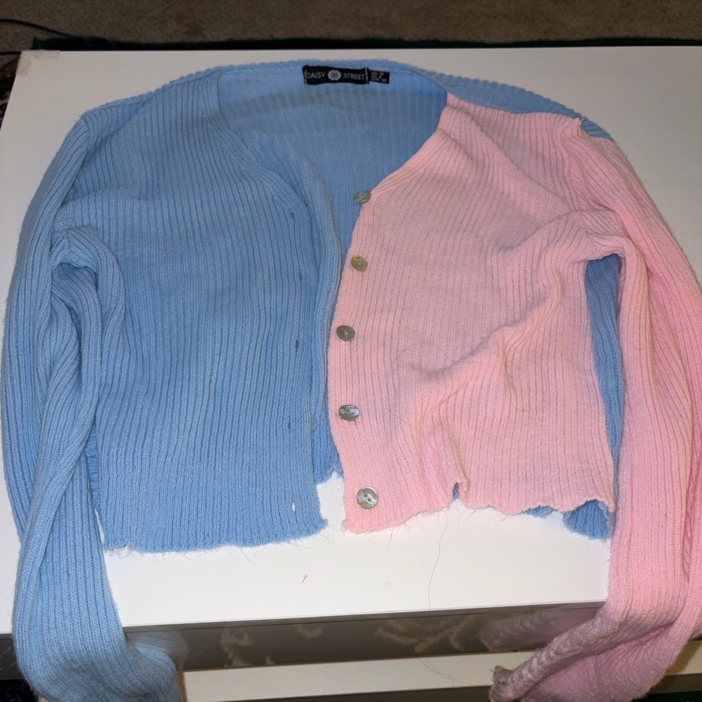 Colorblock Blue and Pink Women's Sweater